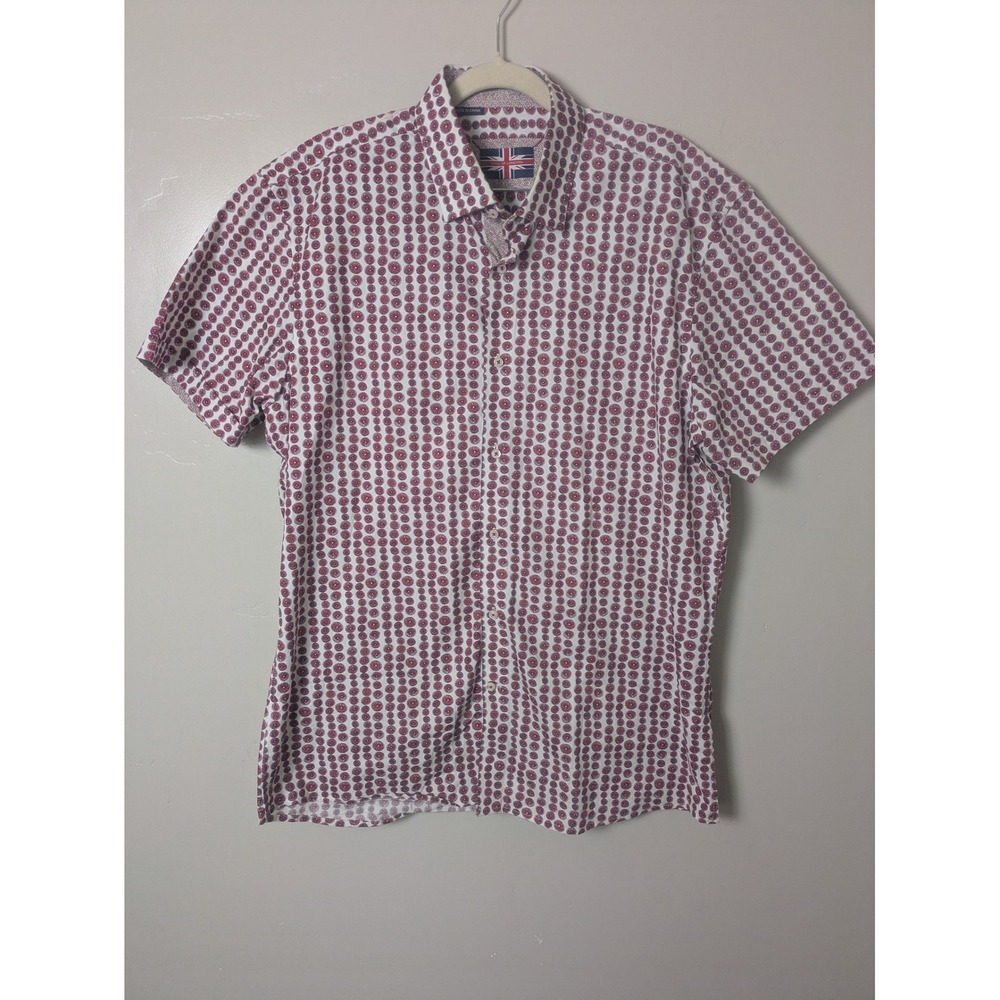 SOUL OF LONDON Men's‎ Size L Button Down Shirt Citrus Print White Red